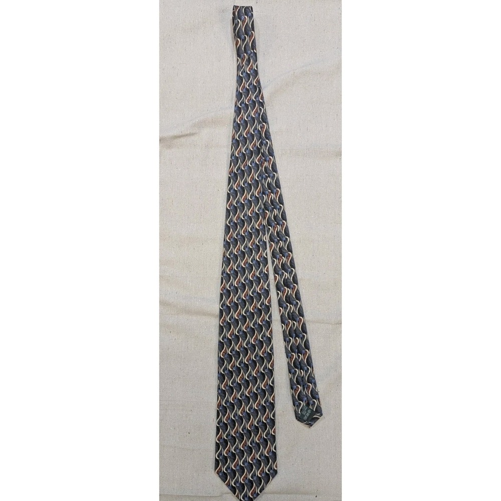 Villa Bolgheri Italia Silk Tie Mens Blue Rust Gold Gray Teardrop Necktie
